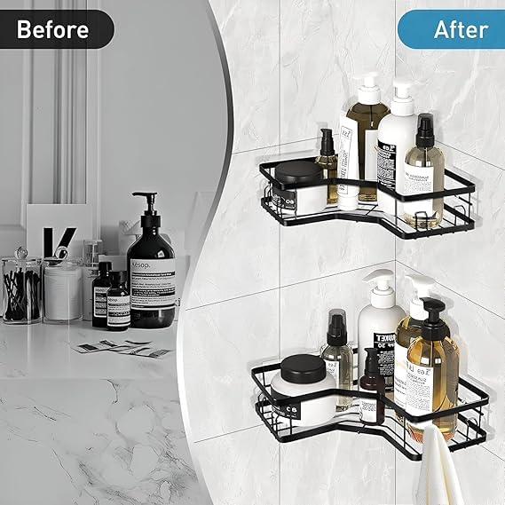 Cazlee Self Adhesive Corner Shelf for Bathroom/Drill-Free Adhesive Shower Rack/Bathroom Racks and Shelves/Storage Organizer/Shop Holder, Shelf Stand for Holding Shower Accessories - Image 5
