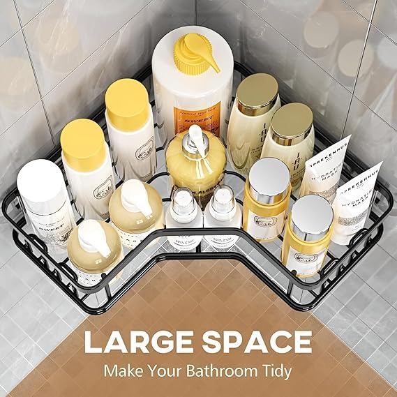 Cazlee Self Adhesive Corner Shelf for Bathroom/Drill-Free Adhesive Shower Rack/Bathroom Racks and Shelves/Storage Organizer/Shop Holder, Shelf Stand for Holding Shower Accessories - Image 2