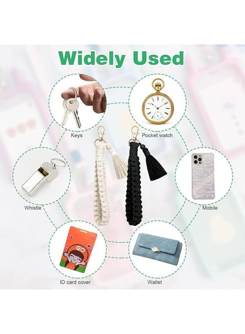 SYOSI Macrame Keychain, 2 Pcs Boho Wristlet Keychains with Tassel, Handmade Durable Braided Lanyard for Keys or Bags, Lightweight Fashionable Accessories for Women Girls - Image 5