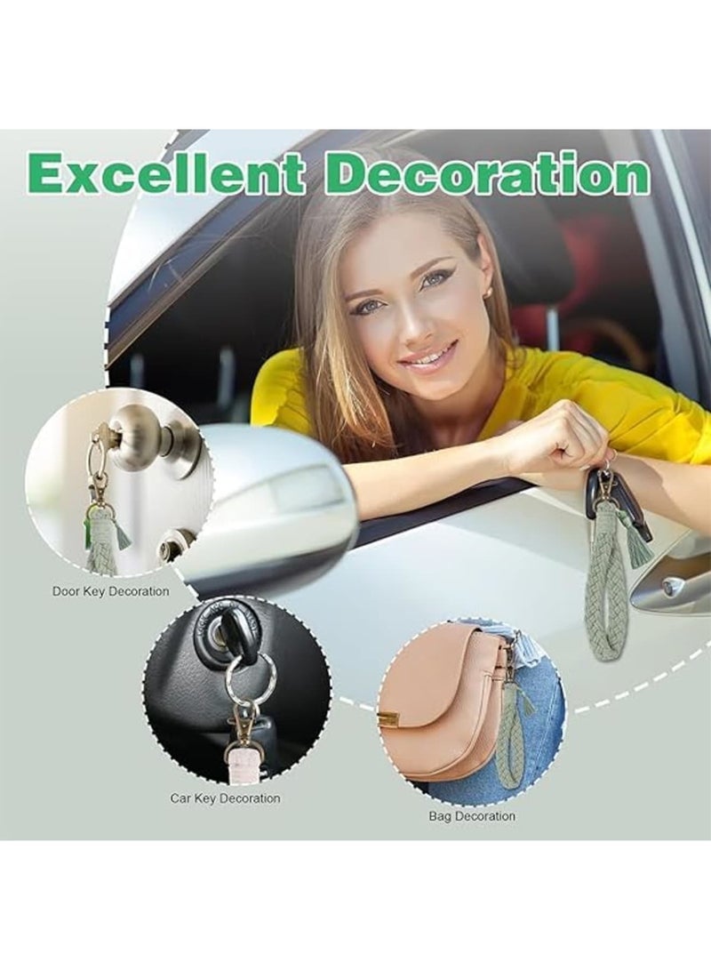 SYOSI Macrame Keychain, 2 Pcs Boho Wristlet Keychains with Tassel, Handmade Durable Braided Lanyard for Keys or Bags, Lightweight Fashionable Accessories for Women Girls - Image 4