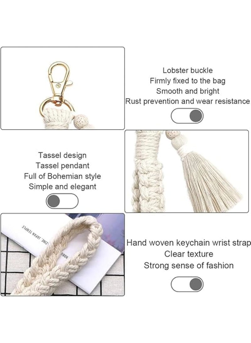 SYOSI Macrame Keychain, 2 Pcs Boho Wristlet Keychains with Tassel, Handmade Durable Braided Lanyard for Keys or Bags, Lightweight Fashionable Accessories for Women Girls - Image 2