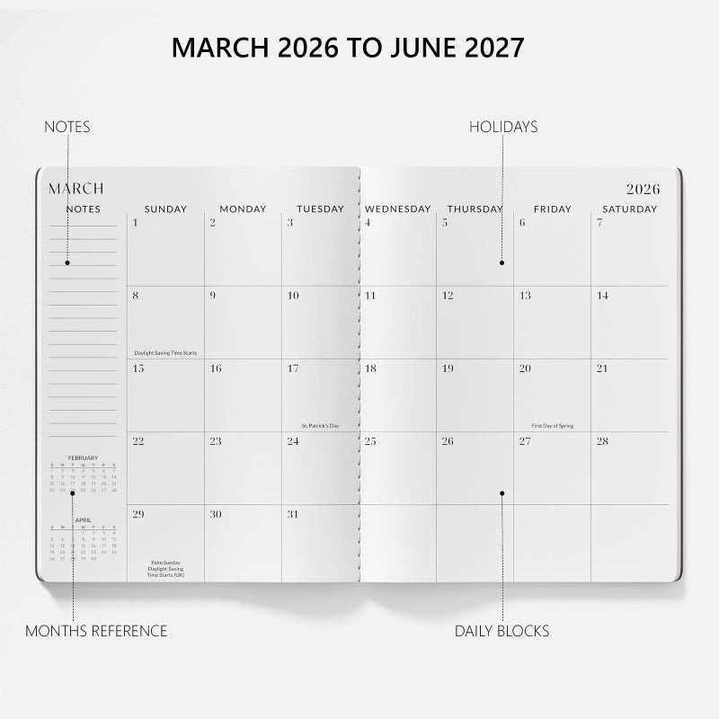 Jotsome Monthly Planner 2026-2027, Jotsome 16 Months Calendar Planner from March 2026 to June 2027, 8.5"x11", Stitched Binding, Soft Cover, Large Monthly Personal Planner for School Plan, Study and Schedule, Black - Image 2