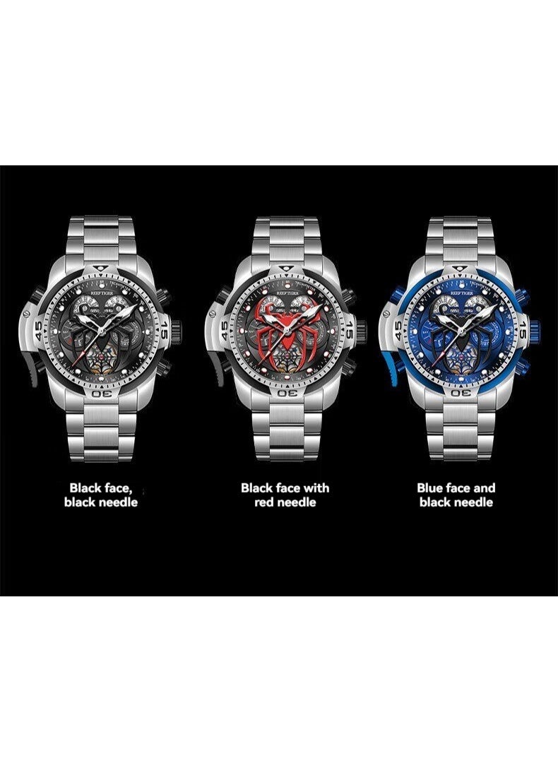 REEF TIGER high-end brand watch, fully automatic mechanical men's watch, fashionable waterproof night light large dial watch - Image 3