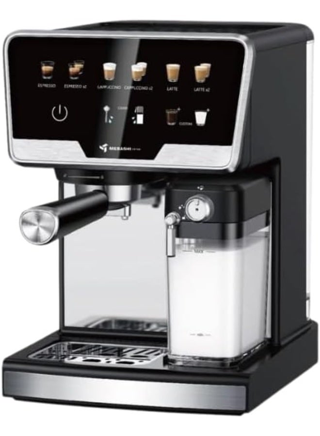 Mebashi ME-ECM2507 Espresso Coffee Machine, 20 Bar ULKA Pump, Touch Panel, 1.7L Water Tank, 500ml Milk Tank, Automatic Cappuccino & Latte Maker, Dual Cup Brewing