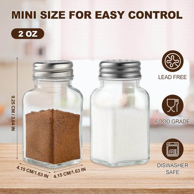 Gulex Salt Shaker 2 Pcs, Salt and Pepper Shaker,High Transparency Glass Stainless Steel Kitchen Tools Home Essential - Image 2