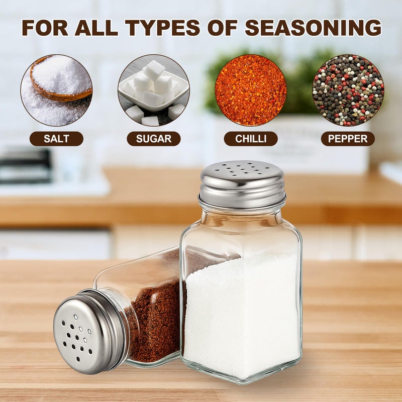 Gulex Salt Shaker 2 Pcs, Salt and Pepper Shaker,High Transparency Glass Stainless Steel Kitchen Tools Home Essential - Image 5
