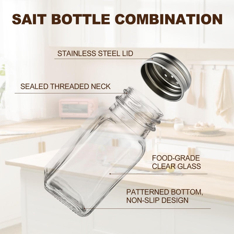 Gulex Salt Shaker 2 Pcs, Salt and Pepper Shaker,High Transparency Glass Stainless Steel Kitchen Tools Home Essential - Image 3