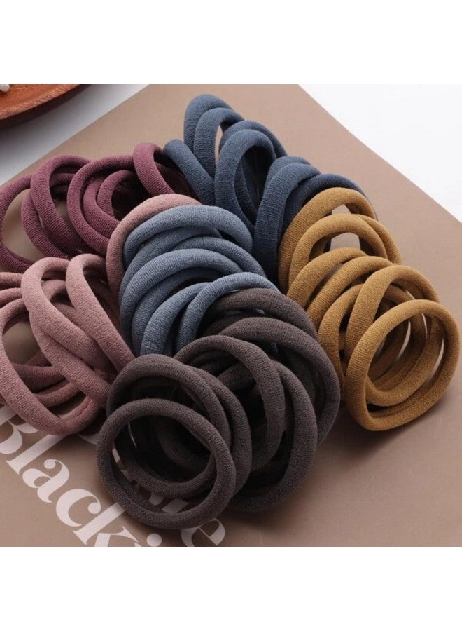 Elina Dark Colors Ponytail Holders Hair Ties for Girls, Women Cotton Soft Head Bands (Pack of 30) - Image 1