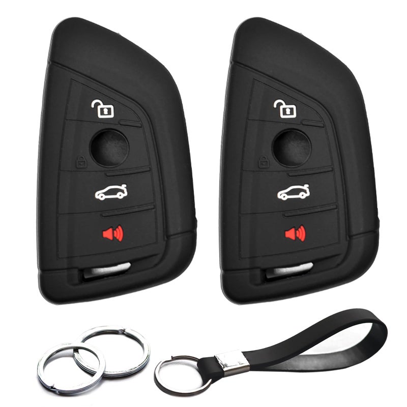 INFIPAR 2pcs Compatible with BMW 1 2 3 4 5 6 7 8 Series X1 X2 X3 X4 X5 X6 X7 i4 Z4 M5 M6 M7 M8 GT3 GT5 Key Fob Cover Case Key Chain Protector Keyless Remote Holder