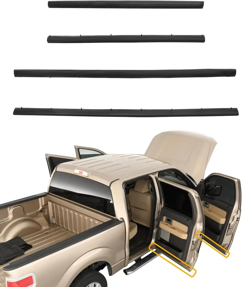 Gledewen Window Weather Strip Rubber Door Seal Trim Set for 1999-2016 Ford F250 F350 F450 F550 Super Duty Crew Cab - Image 1