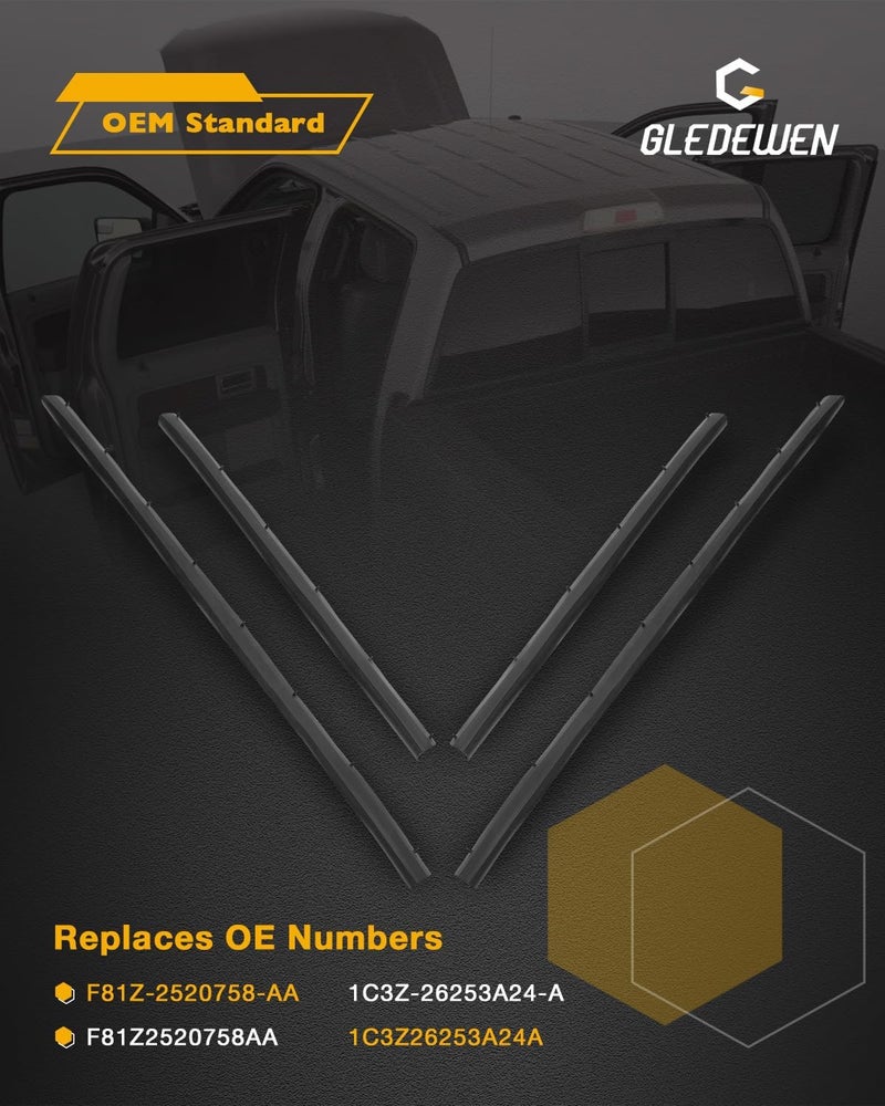 Gledewen Window Weather Strip Rubber Door Seal Trim Set for 1999-2016 Ford F250 F350 F450 F550 Super Duty Crew Cab - Image 3