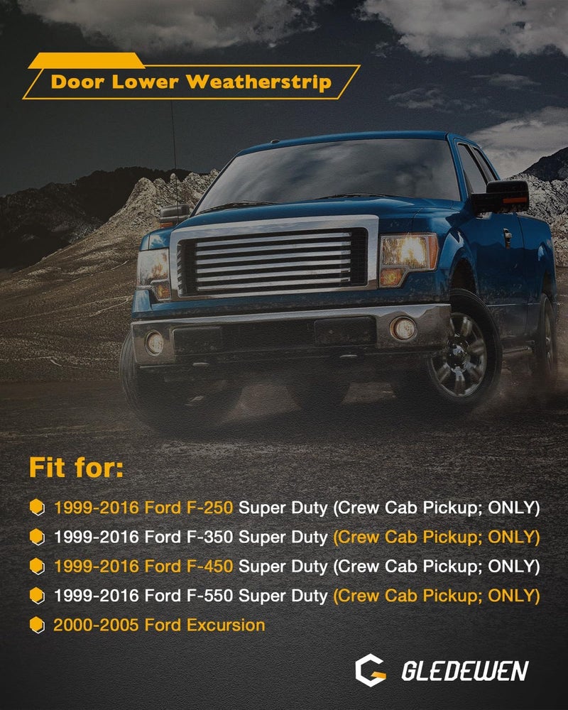 Gledewen Window Weather Strip Rubber Door Seal Trim Set for 1999-2016 Ford F250 F350 F450 F550 Super Duty Crew Cab - Image 2
