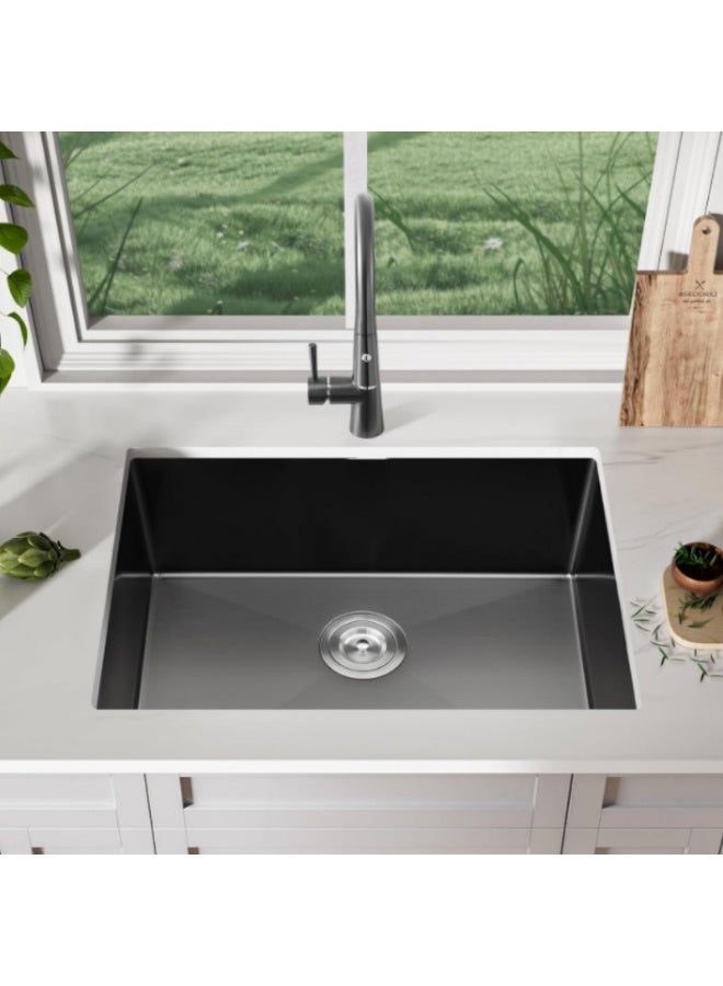Wonderful-kitchens Nano Black Stainless Steel Kitchen Sink (Sink Only) - Image 3