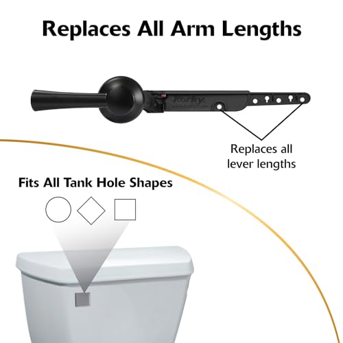 Korky Strongarm Metal Toilet Handle and Lever - Universal to Fit Front, Angled, Side, Left, and Right Mount Toilets - Matte Black, Simple Style, 6034BP - Image 5