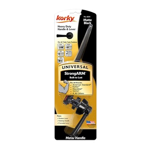 Korky Strongarm Metal Toilet Handle and Lever - Universal to Fit Front, Angled, Side, Left, and Right Mount Toilets - Matte Black, Simple Style, 6034BP - Image 3