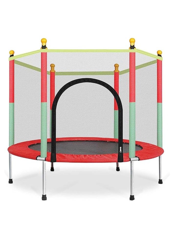 ترامبولين للأطفال، ترامبولين خارجي مقاس 55 بوصة مع شبكة أمان، ترامبولين للأطفال الصغار مناسب للأنشطة الداخلية والخارجية