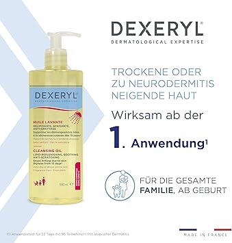 DEXERYL Cleansing Oil for daily cleansing of body and face for dry and eczema prone skin 1 x 500 ml - Image 2