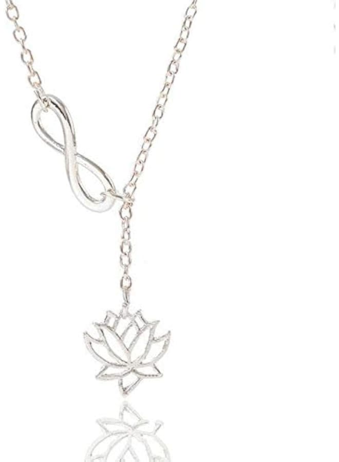 Necklace Simple Flower Lotus - Plated Sliver  - Image 1