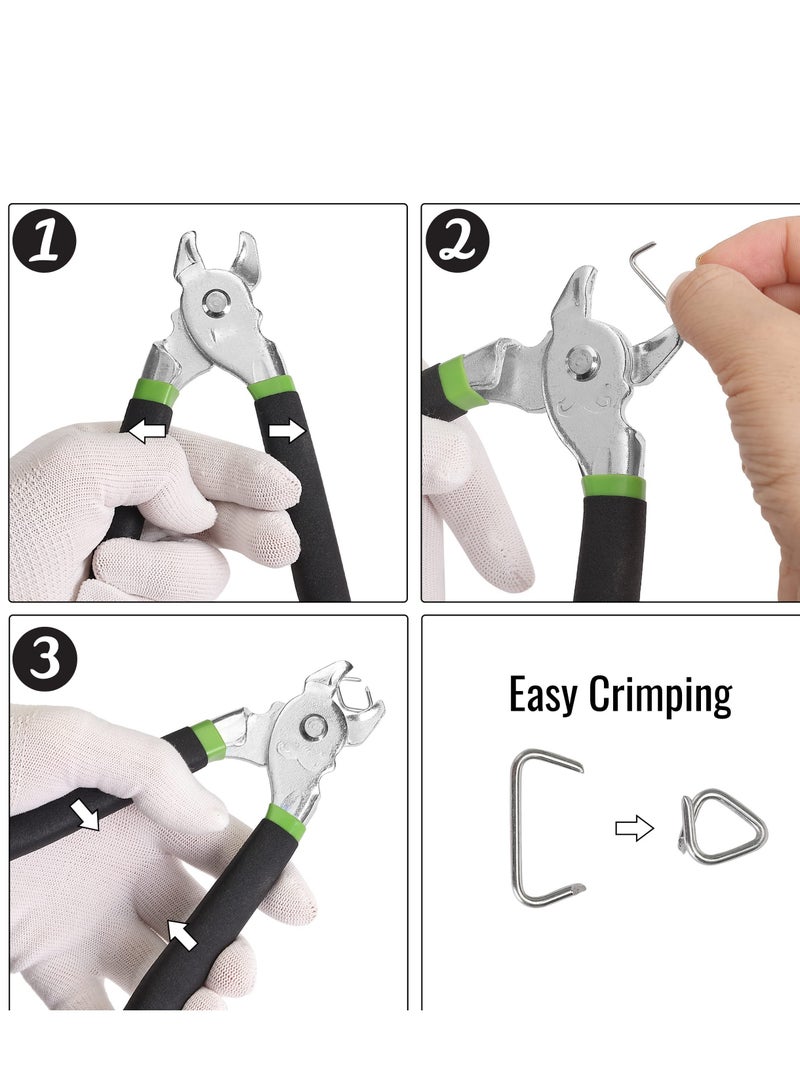 طقم كماشة حلقات الخنزير، 300 قطعة، حلقات مجلفنة مقاس 3/4 بوصة مع كماشة واحدة، للسياج وتنجيد السيارات - Image 5