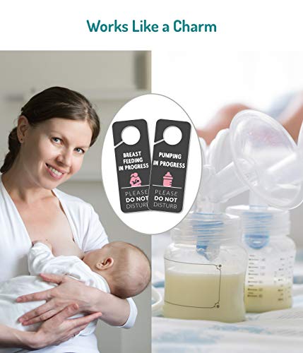 Fun-Plus Breastfeeding Door Sign, 2 Pack (Printed on Both Sides), 9.3″x3.5″ PVC Plastic, Breastfeeding for Work, Pumping for Work, Pumping in Progress - Image 5