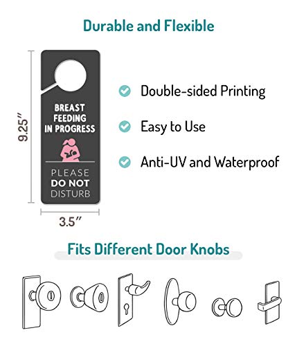 Fun-Plus Breastfeeding Door Sign, 2 Pack (Printed on Both Sides), 9.3″x3.5″ PVC Plastic, Breastfeeding for Work, Pumping for Work, Pumping in Progress - Image 3
