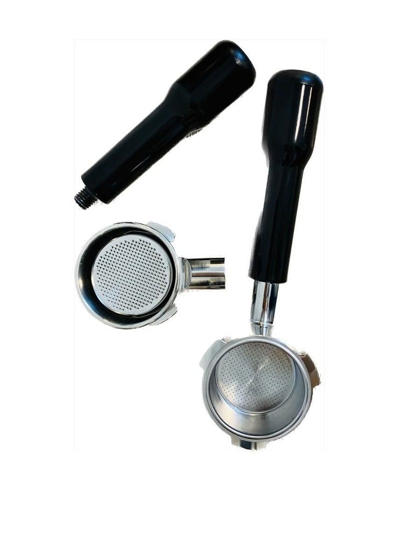 Bottomless portafilter 51mm, 3 ear with stainless steel filter basket and plastic handle fit for EC685M, EC885M, EC685BK, EC685R, EC860.