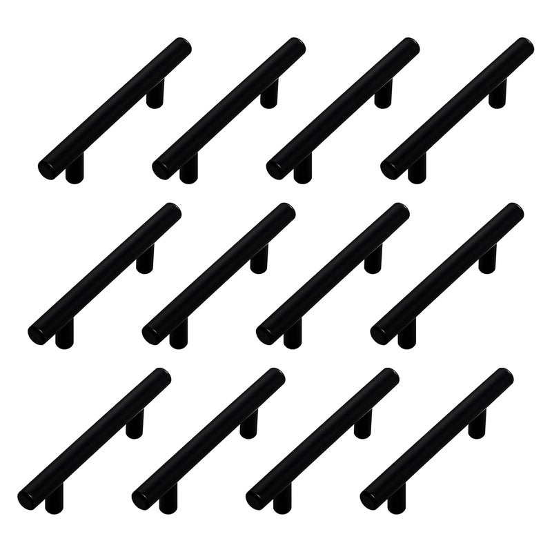 Atlantic Cabinet Pull Handle Black Coated Total Length 8 inch HoletoHole 160 mm Pack of 12 - Image 1