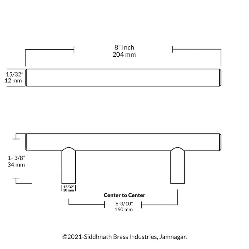 Atlantic Cabinet Pull Handle Black Coated Total Length 8 inch HoletoHole 160 mm Pack of 12 - Image 4