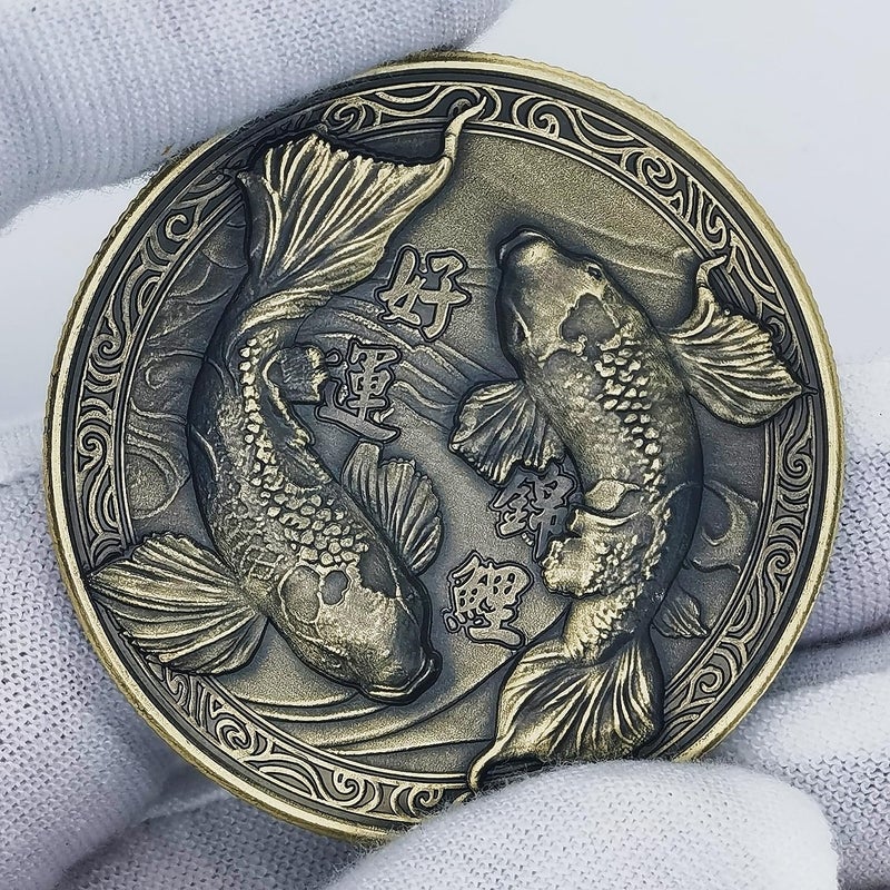 Rumkou Chinese Koi and Fortune Character Coin Good Luck Challenge Coins - Image 4