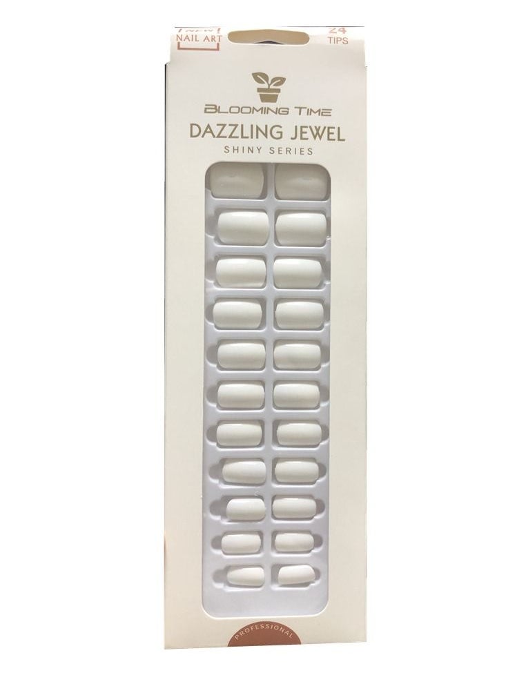BLOOMING TIME 20-Piece Full Cover Press On Fake Nail Tips White  - Image 1