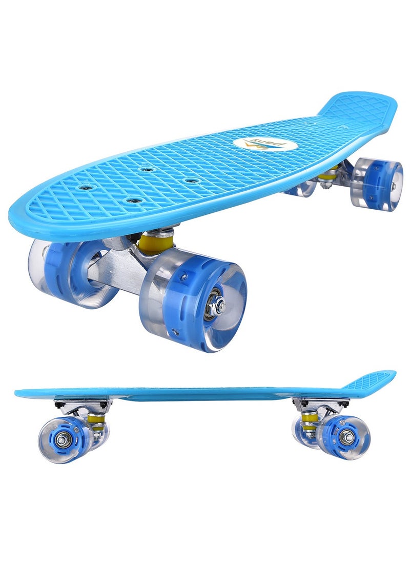 Generic - 22" Pany SkateBoard PU Flash Wheels Fish Shape With Carry Bag & Tool, Light Blue - Image 1