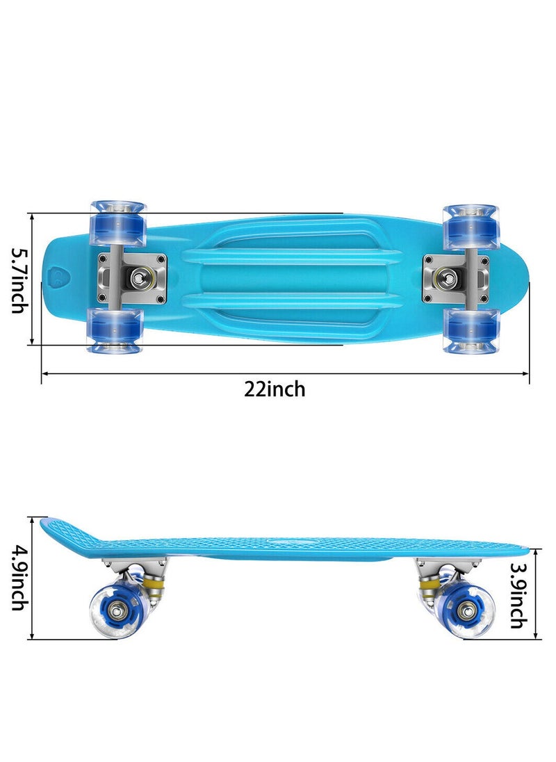Generic - 22" Pany SkateBoard PU Flash Wheels Fish Shape With Carry Bag & Tool, Light Blue - Image 1