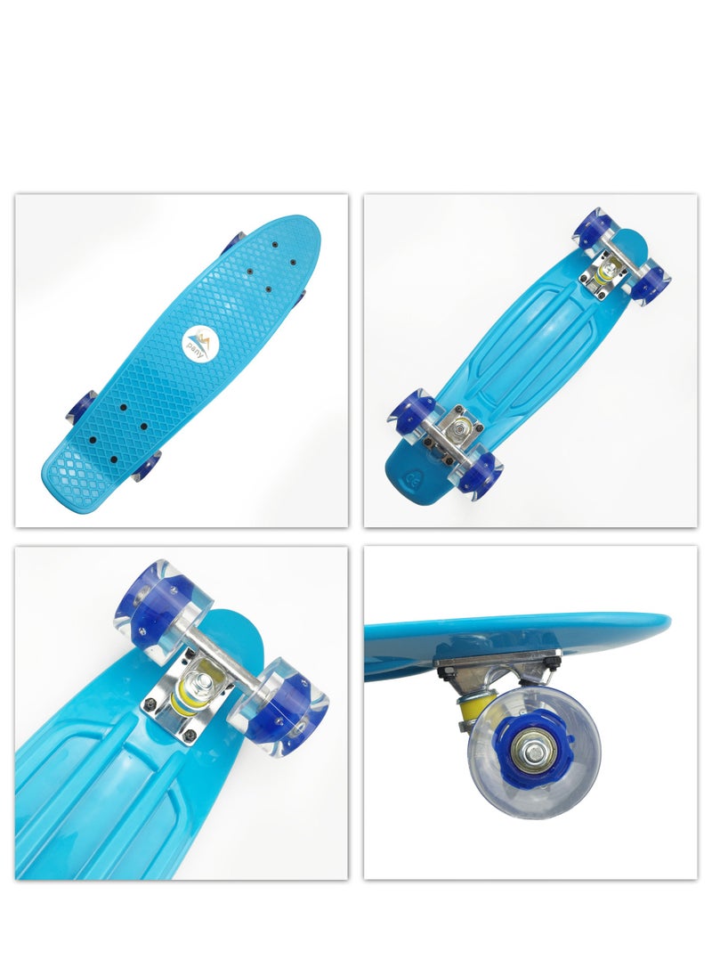 Generic - 22" Pany SkateBoard PU Flash Wheels Fish Shape With Carry Bag & Tool, Light Blue - Image 1