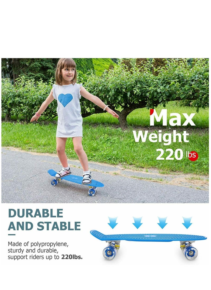 Generic - 22" Pany SkateBoard PU Flash Wheels Fish Shape With Carry Bag & Tool, Light Blue - Image 1