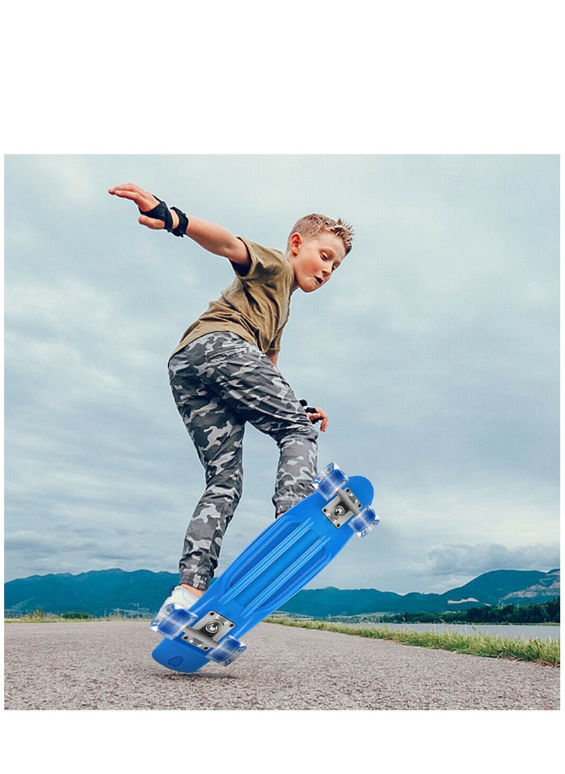 Generic - 22" Pany SkateBoard PU Flash Wheels Fish Shape With Carry Bag & Tool, Light Blue - Image 1