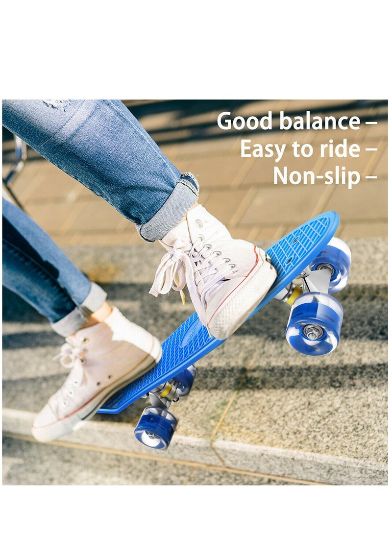 Generic - 22" Pany SkateBoard PU Flash Wheels Fish Shape With Carry Bag & Tool, Light Blue - Image 1