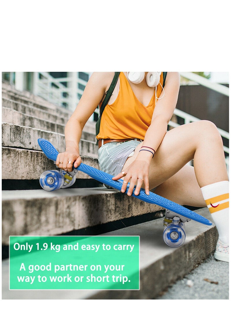Generic - 22" Pany SkateBoard PU Flash Wheels Fish Shape With Carry Bag & Tool, Light Blue - Image 1