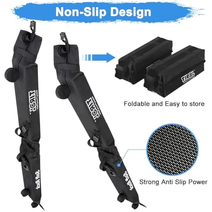 rayihni Soft Car Roof Rack Pads Universal Auto Luggage Carrier Padded Kit, Heavy Duty 60kg Tie-Down Rope Quick Loop Strap, Vehicle Rooftop Storage Bag for Surfboard SUP Kayak Paddle Board Canoe (125cm,1 Pair) - Image 3