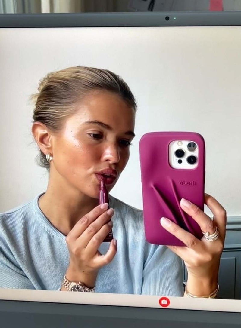 Rhode iPhone 15 Pro Max Silicone Lip Holder for Cell Phone, Lip Gloss Adhesive Sleeve for Phone, Lip Holder Stick-on Phone Case, Back Stick On Holder for Rhode iPhone 15 Pro Max(Raspberry Jelly) - Image 3