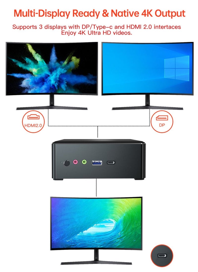 Generic - Mini Pc Amd Ryzen 5 3550H Processor , Windows 10 Home Mini Desktop Computer With Hdmi, Dp ,Rj45 Port, 8 Gb Dddr4, 256Gb Ssd, 4 Cores 8 Threads 4 Mb Cache, Gigabit Ethernet Dual Band Wifi,Bluetooth - Image 1