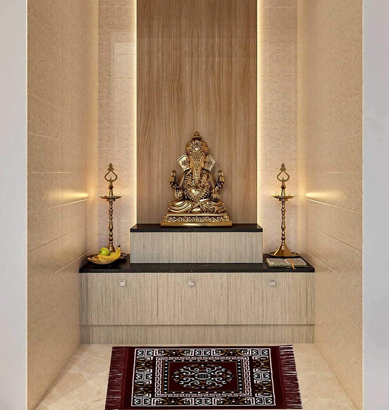 Homitecture Polyester Fabric Multipurpose Pooja Mat (Maroon Red, Standard) - Image 1