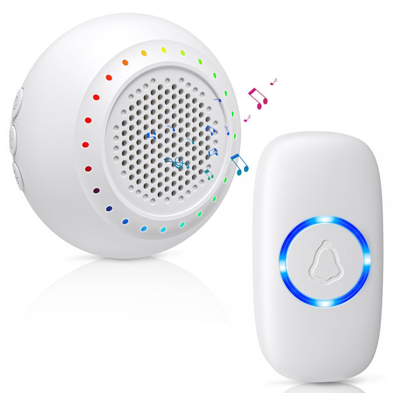 PHYSEN Wireless Doorbell, PHYSEN Doorbell Chime Kits with 1 Transmitter 1 Receiver Waterproof, Operating at 1000ft Range, 48 Ringtones, 4 Volume Levels, LED Flash, Door Bell for Home Classroom - Image 1