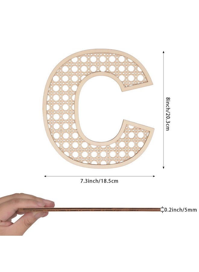 She Love Wooden Rattan Letters 8 inch Wood Letters C for Wall Decor Crafts Boho Nursery Decor for Baby Shower Wedding Bedroom Name Signs Large Rustic Letter Home Decoration - Image 2