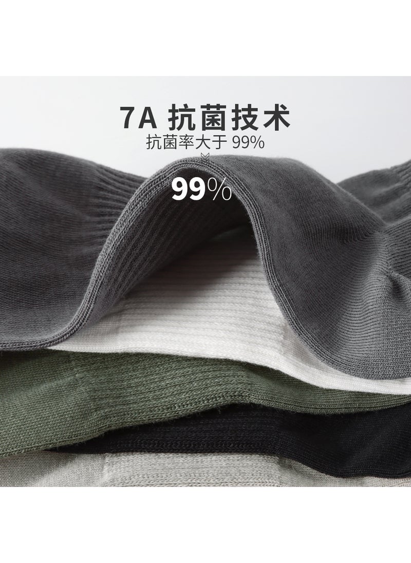 Generic - Spring new socks mens socks Xinjiang cotton mens sports boat Socks antibacterial deodorant socks sweat-absorbent solid color breathable Light gray - Image 1