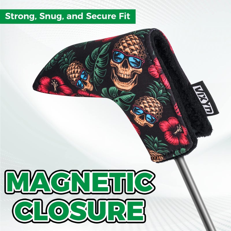 VIXYN Blade Putter Cover - Premium Golf Putter Headcovers - Magnetic Fleeced Lined Head Covers (Pineapple Skull) - Image 3
