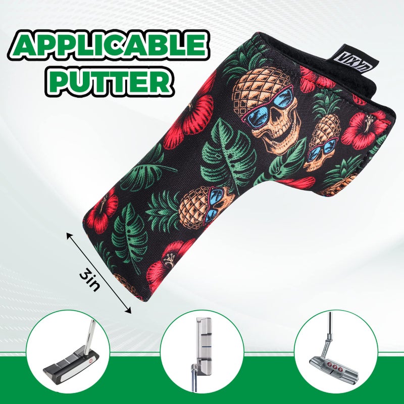VIXYN Blade Putter Cover - Premium Golf Putter Headcovers - Magnetic Fleeced Lined Head Covers (Pineapple Skull) - Image 5