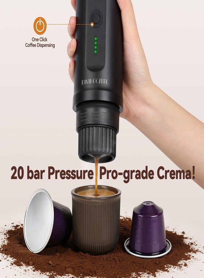 DIVINOCAFFÉ Portable Espresso Maker, Electric Coffee Machine with Self Heating for Travel & Camping, 20 Bar Espresso Machine for NS Capsule & Coffee Powder, Compact Size Ideal for RV, Hiking, Office, Car, Black - Image 5