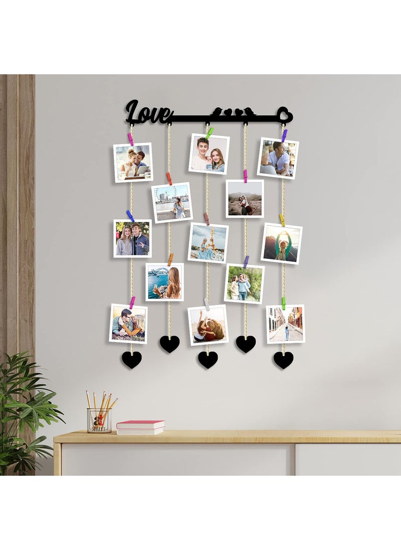 Art Street Art Street Love Picture Collage/Hanging Photo Frame Frame Collage Mdf Plaque, Valentine Day Gift - Black - Size - 18.5 x 32 inchs  - Image 1