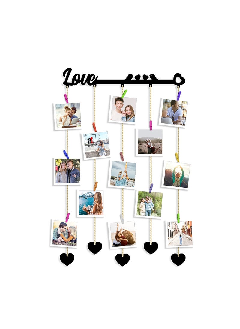 Art Street Art Street Love Picture Collage/Hanging Photo Frame Frame Collage Mdf Plaque, Valentine Day Gift - Black - Size - 18.5 x 32 inchs  - Image 3