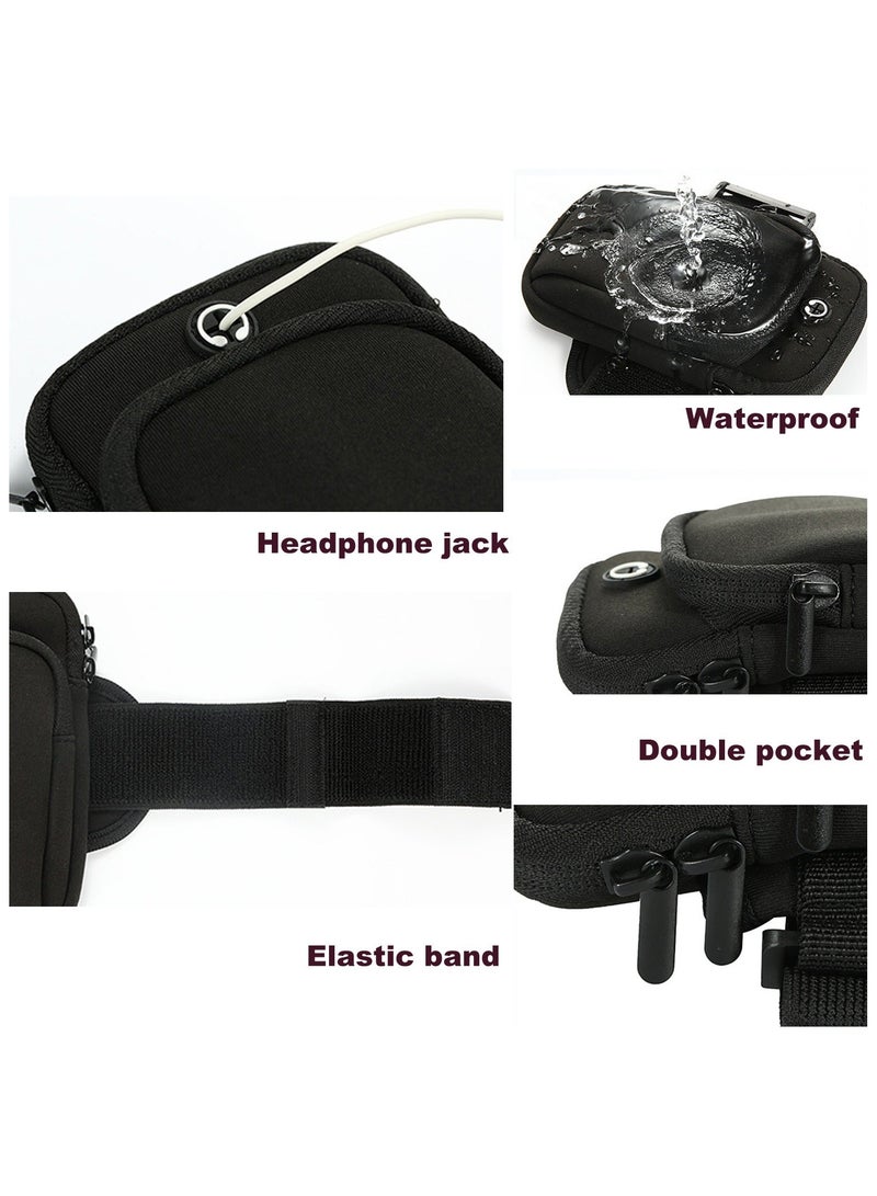 Arm Bag Universal Waterproof Multifunctional Double Pouch Sports Armband with Earphone Hole fit All Below 6 Inch Cellphone for Running, Gym, Outdoor, Workout - Image 2